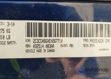 2014 Dodge Charger Se из США, поврежденный, VIN 2C3CDXBGXEH267710